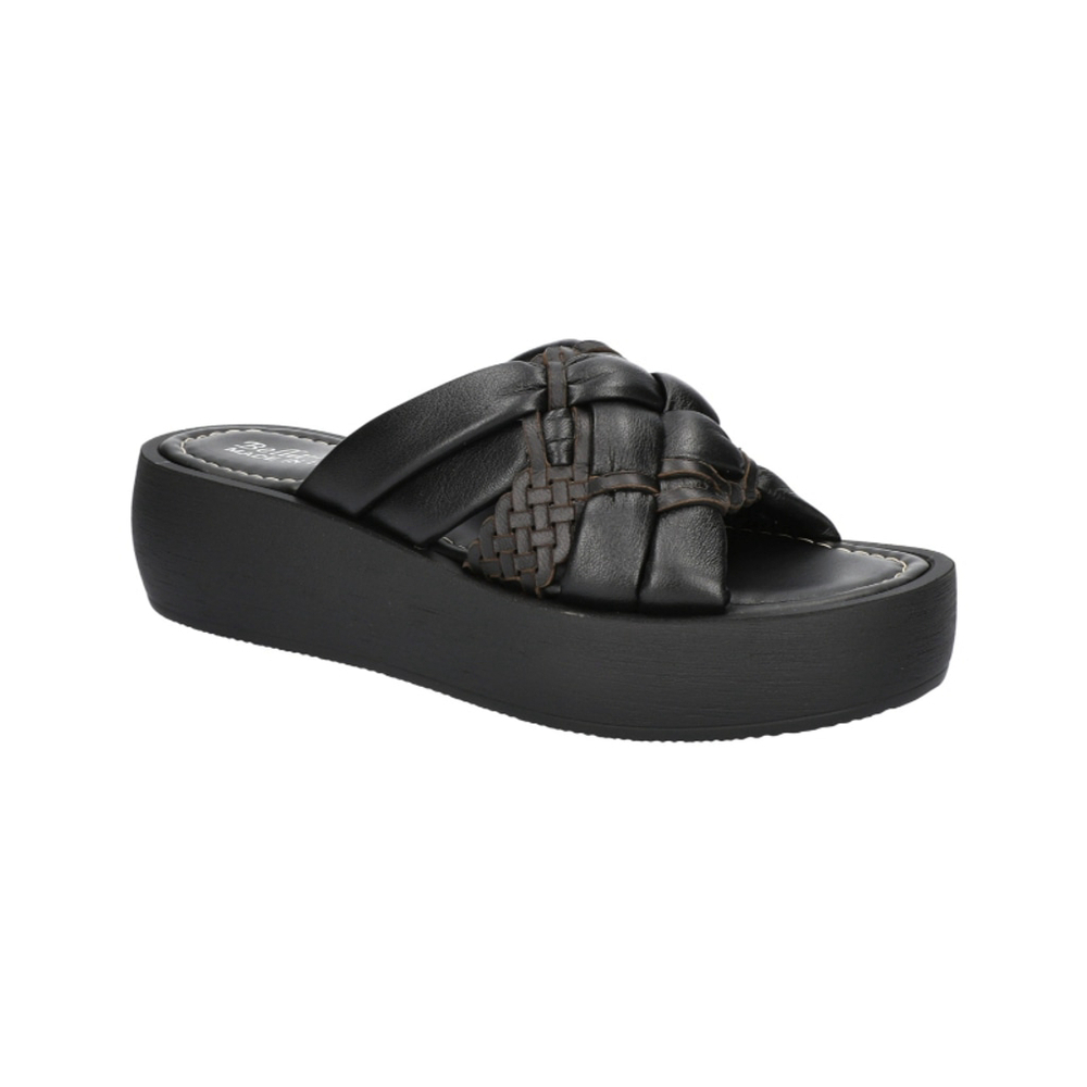 Bella Vita Size 11 Black & Brown Leather Italy Platform Blocky 90's Sandals NIB